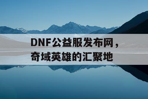 DNF公益服发布网，奇域英雄的汇聚地