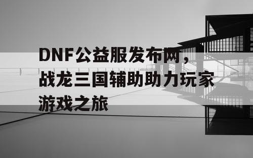 DNF公益服发布网，战龙三国辅助助力玩家游戏之旅