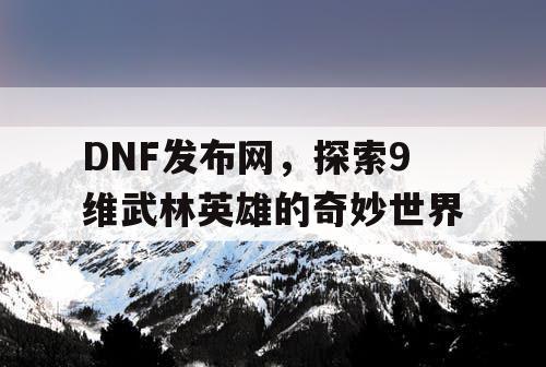 DNF发布网，探索9维武林英雄的奇妙世界