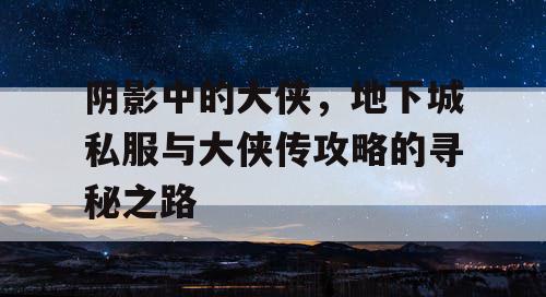 阴影中的大侠，地下城私服与大侠传攻略的寻秘之路